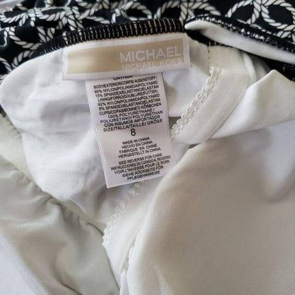 Michael Kors Rope Geo Print Plunging Neckline One-Piece Swimsuit - Picture 12 of 15